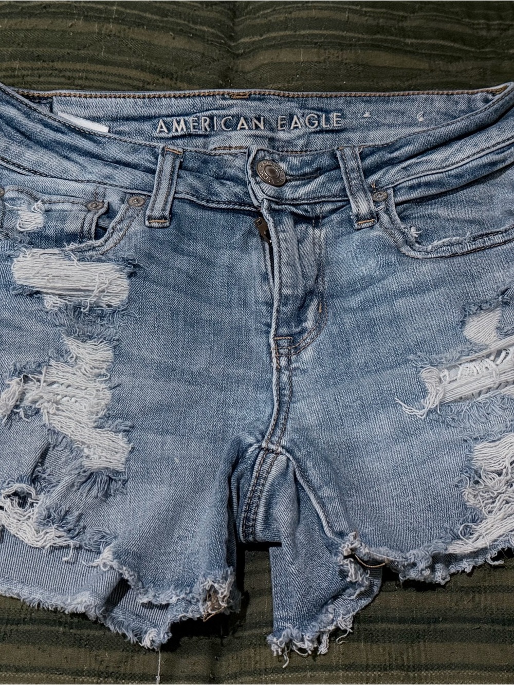 American Eagle Outfitters Light Blue Ripped Denim Cutoff Shorts